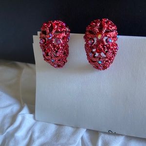 Red StJohn earrings with bracelet. Bracelet needs slight repair